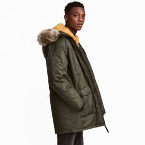 H&M Men's Khaki Green Padded Parka w/hood M